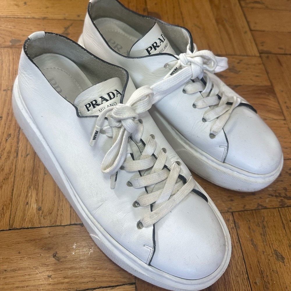 SOLD! Prada leather platform sneakers White 40 - Picture 2 of 13